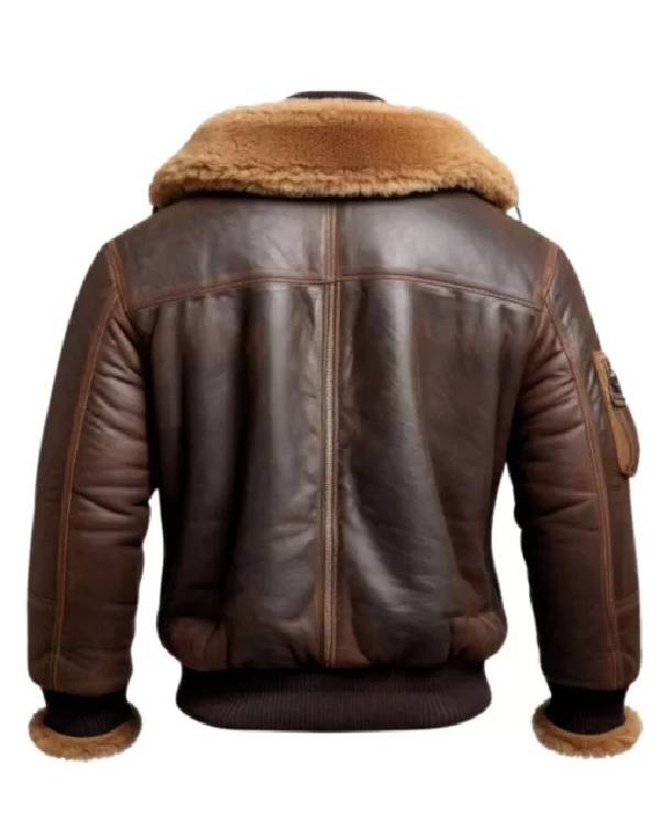 Men Aviator Fur Shearling Bomber Leather Jacket