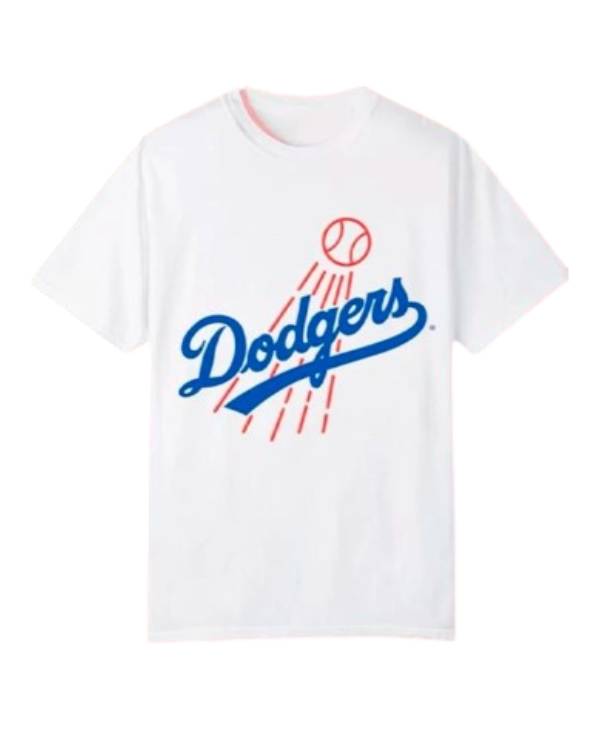 Jimmy Kimmel Live Elizabeth Olsen White Dodgers Shirt