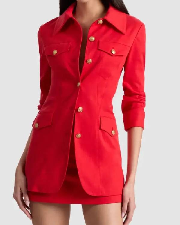 The View 2025 Sara Haines Red Shirt Jacket Clanton Jacket