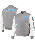 Detroit Lions Pro Standard Logo Varsity Full-Zip Jacket – Heathered Silver/White