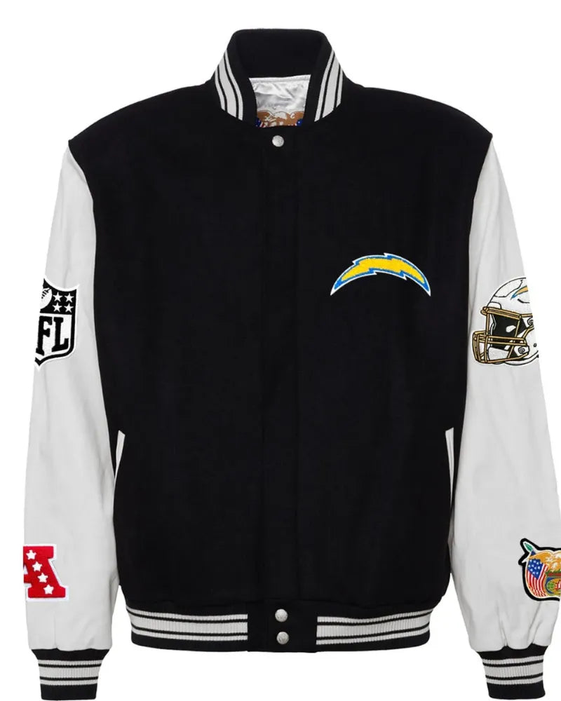 LOS ANGELES CHARGERS WOOL & LEATHER VARSITY JACKET Black/White AR