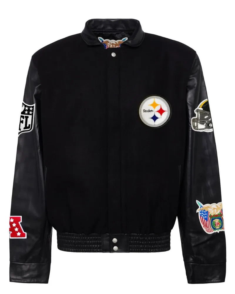 Pittsburgh Steelers Wool & Leather Varsity Jacket Black/Black AR