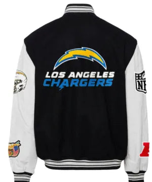 LOS ANGELES CHARGERS WOOL & LEATHER VARSITY JACKET Black/White AR