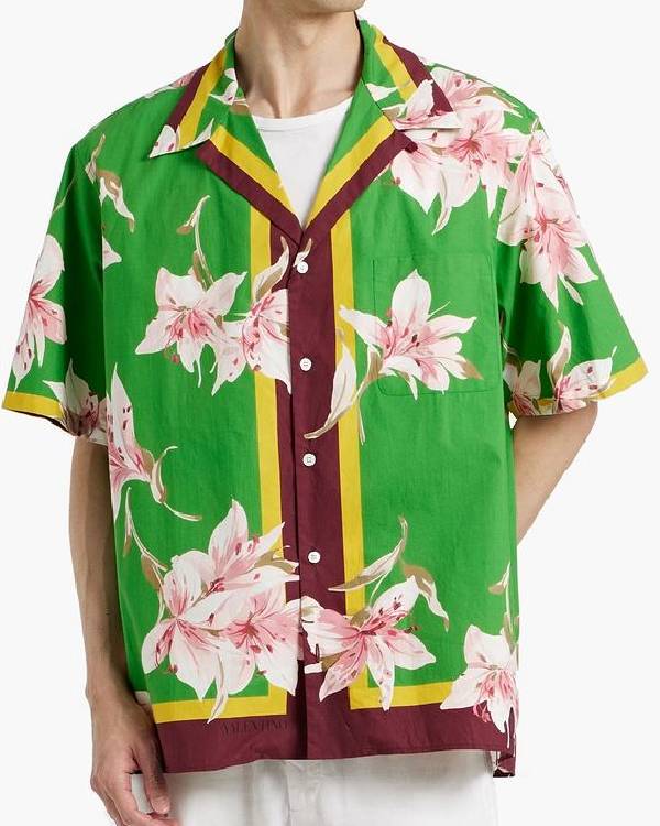 The Valley Persian Style Reza Farahan Green Floral Print Shirt