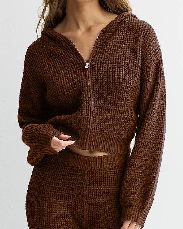 Landman Paulina Chavez Brown Cropped Hoodie