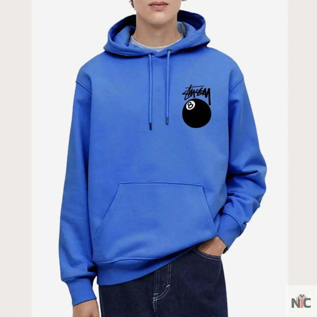 8 Ball Unisex Stussy Blue Hoodie Clanton Jacket