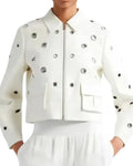 9-1-1 Athena Grant White Grommet Leather Jacket