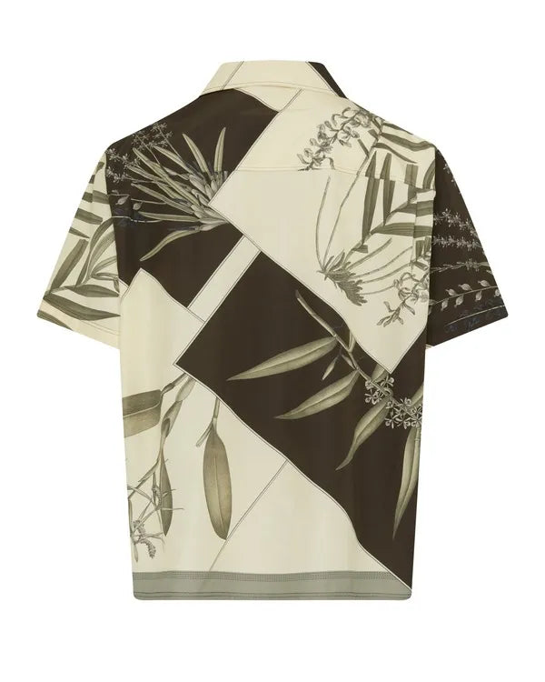 9-1-1 S08 Aisha Hinds Leaves Print Bowling Shirt