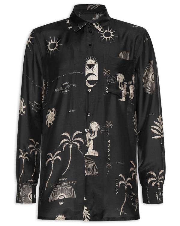 Dois às 10 Manu Rodrigues Black Printed Shirt Clanton Jacket