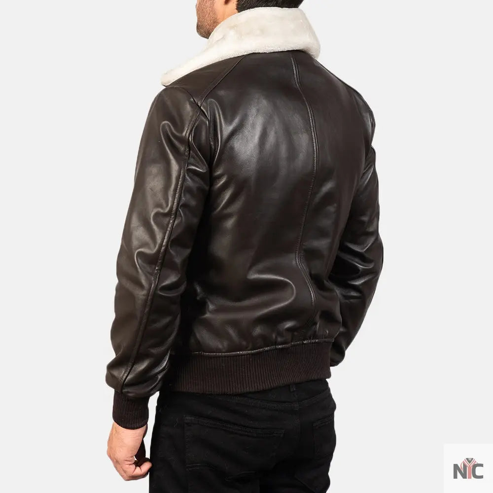 Airin G-1 Brown Leather Bomber Jacket Clanton Jacket
