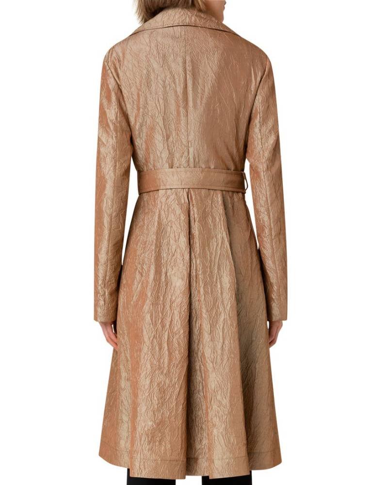 Akris Punto Beige Water Repellent Crushed Taffeta Coat Clanton Jacket