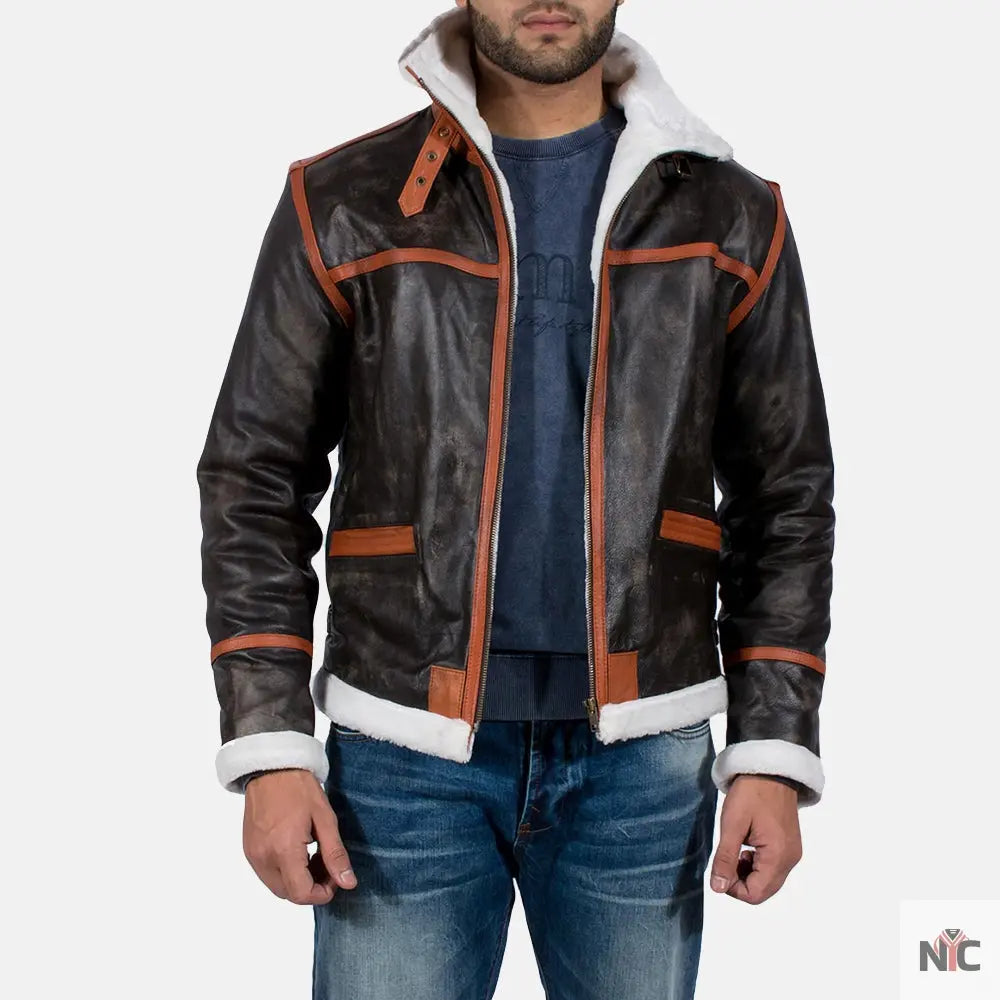 Alpine Brown Fur Leather Jacket Clanton Jacket