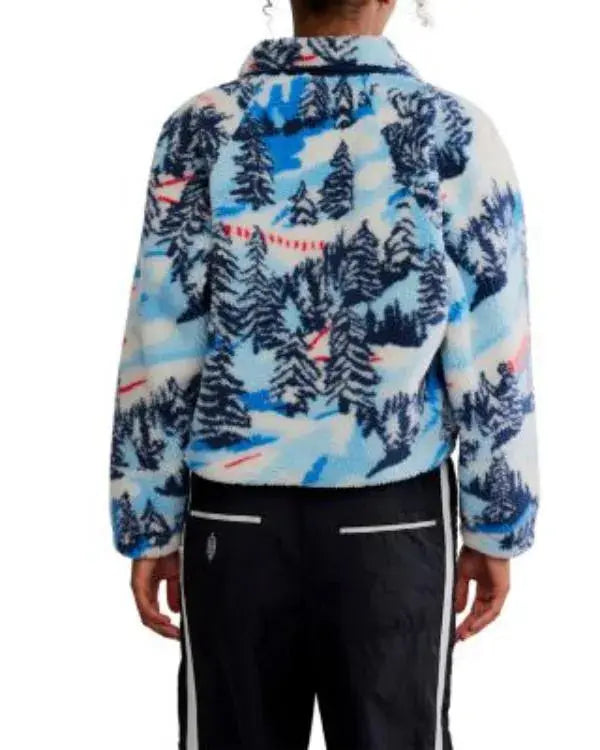 Alpine Tree Abstract Print Fleece Jacket