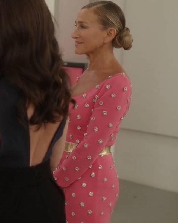 And Just Like That Sarah Jessica Parker Pink Embellished Dress
