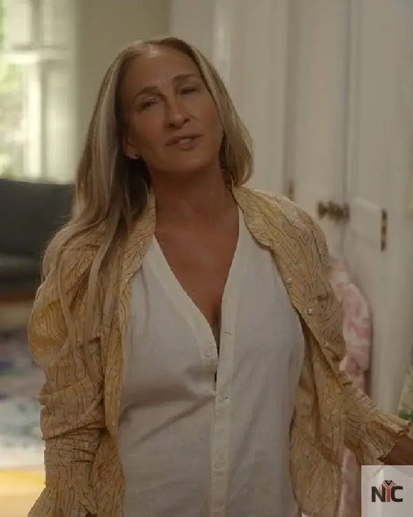 And Just Like That Sarah Jessica Parker Yellow Blouse Clanton Jacket