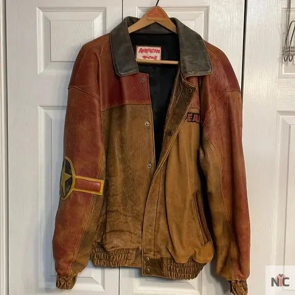 Authentic Vintage Snoopy Leather Bomber Jacket Clanton Jacket
