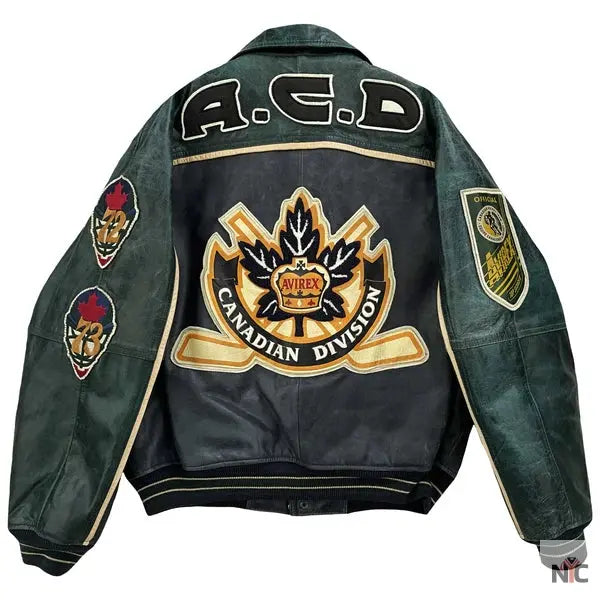 Avirex Canadian Hockey Leather Varsity Jacket Clanton Jacket