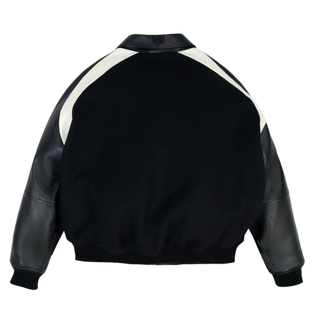 Avirex Inspired Black Wool Leather Varsity Jacket