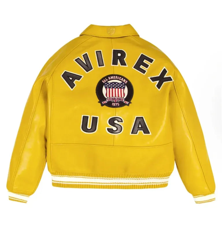 Avirex Inspired Icon Mustard Icon Leather Jacket