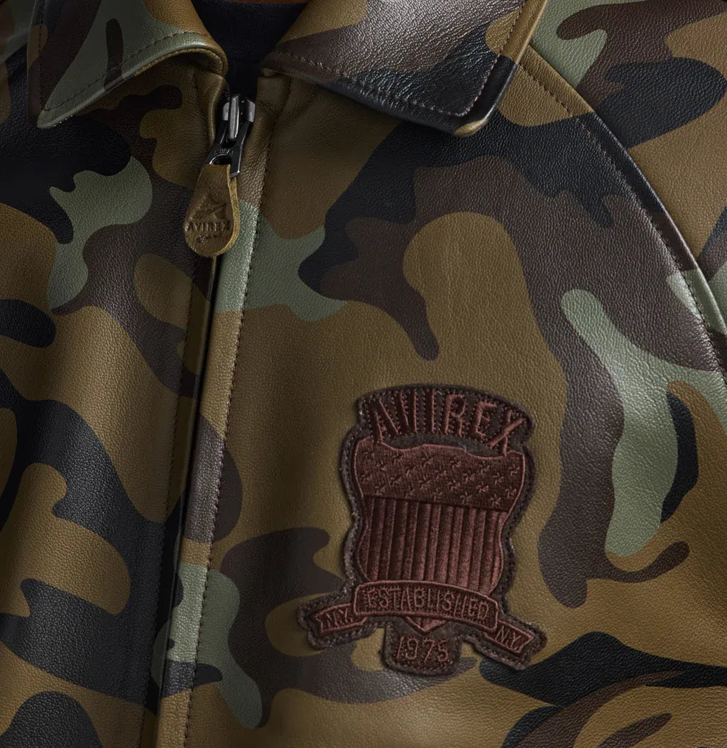 Avirex Inspired Limited Edition Camo Green Leather Jacket
