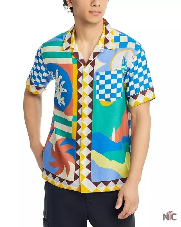 Bachelor In Paradise S10 Justin Glaze Printed Camp Shirt Clanton Jacket