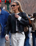 Bella Hadid Black Leather Jacket