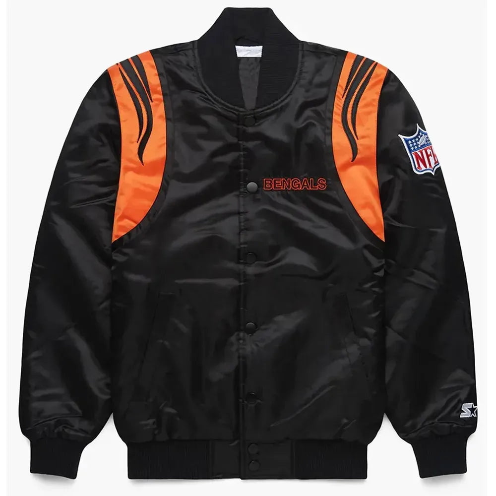 Bengals NFL Black and White Satin Jacket