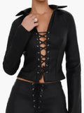 Beyond The Gates 2025 Dana Leslie Thomas Leather Lace Up Top