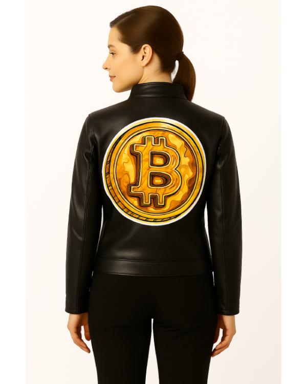 Crypto Currency Bitcoin Leather Jacket