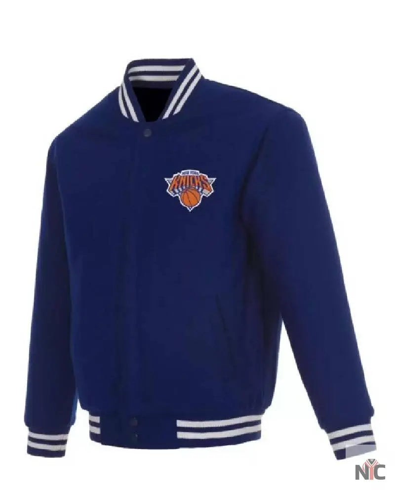 Blue NBA Jeff Hamilton New York Knicks Varsity Jacket Clanton Jacket