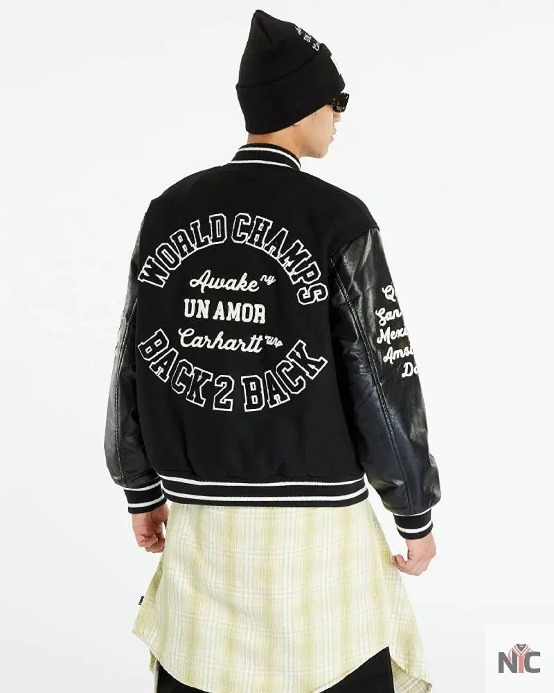 Bomber Awake NY x Carhartt WIP Black Teddy Jacket Clanton Jacket