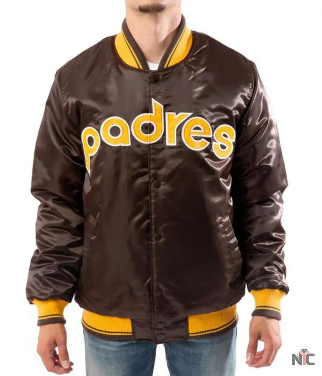 Bomber San Diego Padres Brown Satin Jacket Clanton Jacket