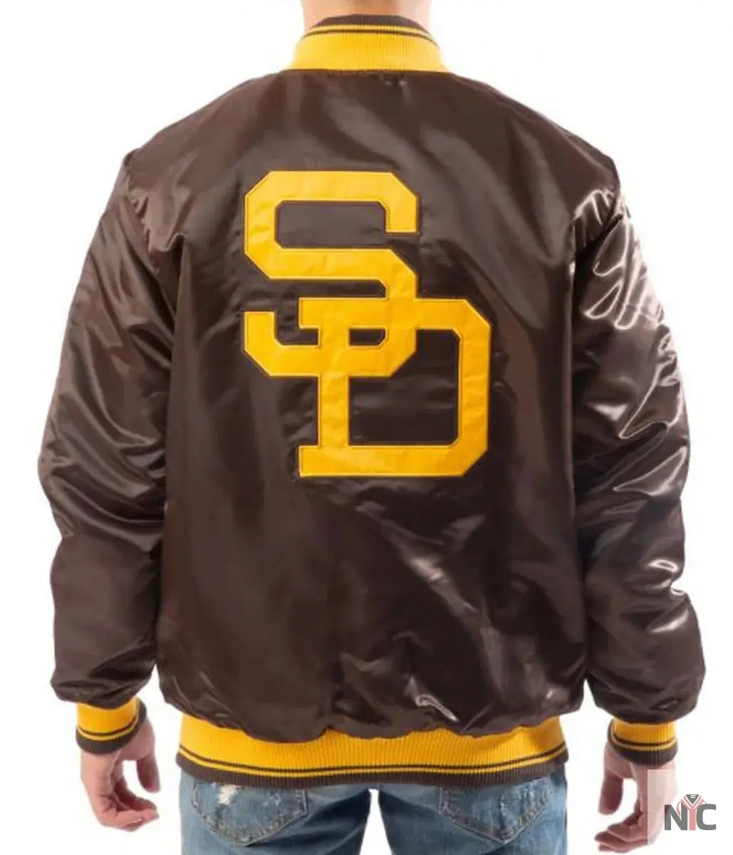 Bomber San Diego Padres Brown Satin Jacket Clanton Jacket