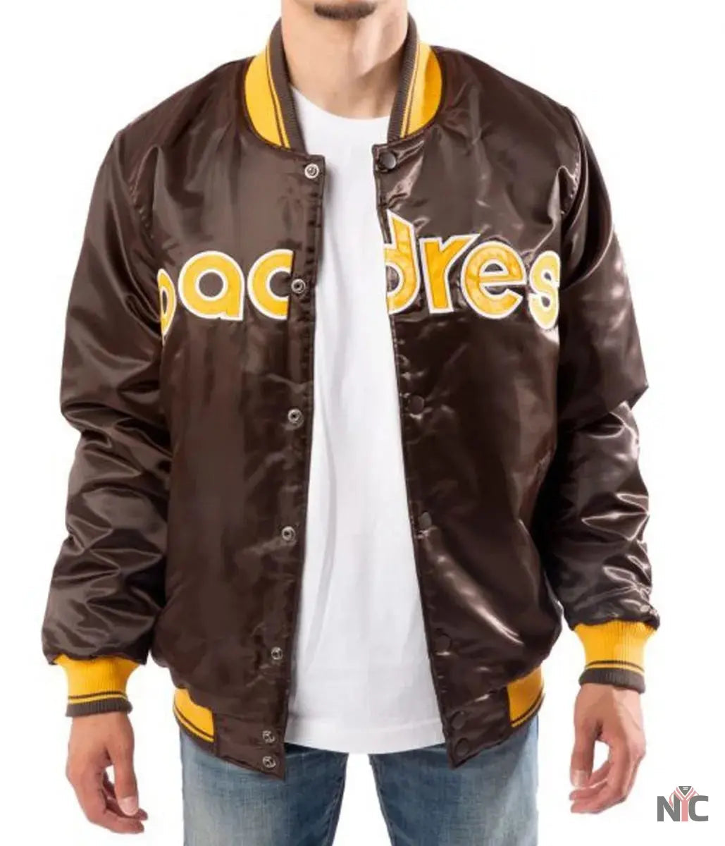 Bomber San Diego Padres Brown Satin Jacket Clanton Jacket