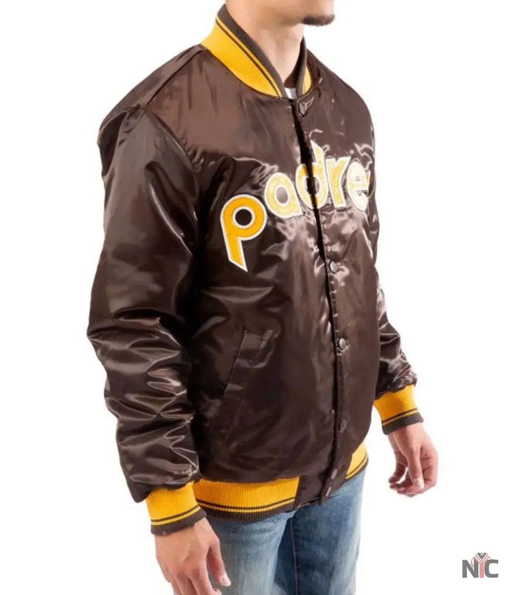 Bomber San Diego Padres Brown Satin Jacket Clanton Jacket