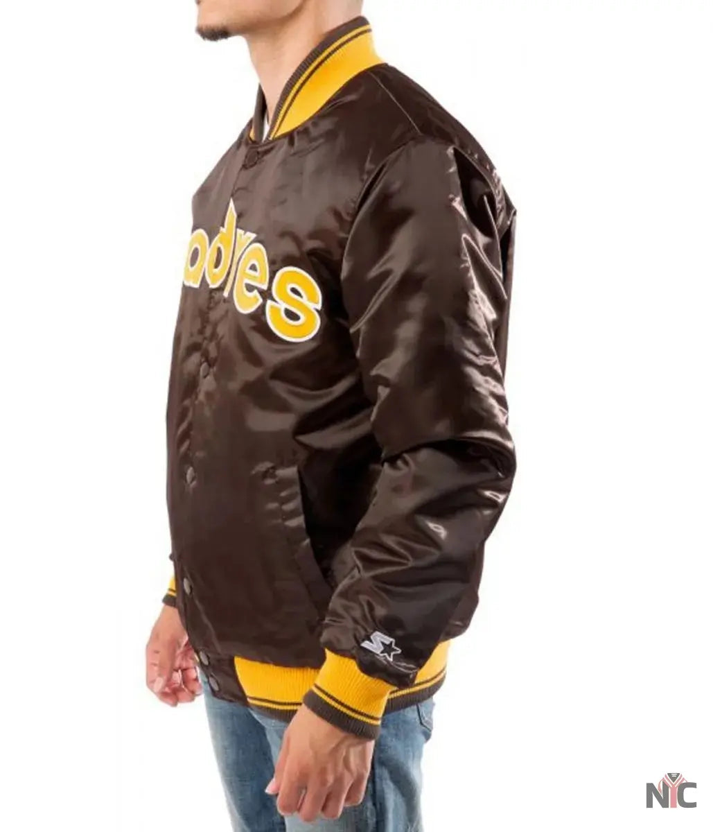 Bomber San Diego Padres Brown Satin Jacket Clanton Jacket