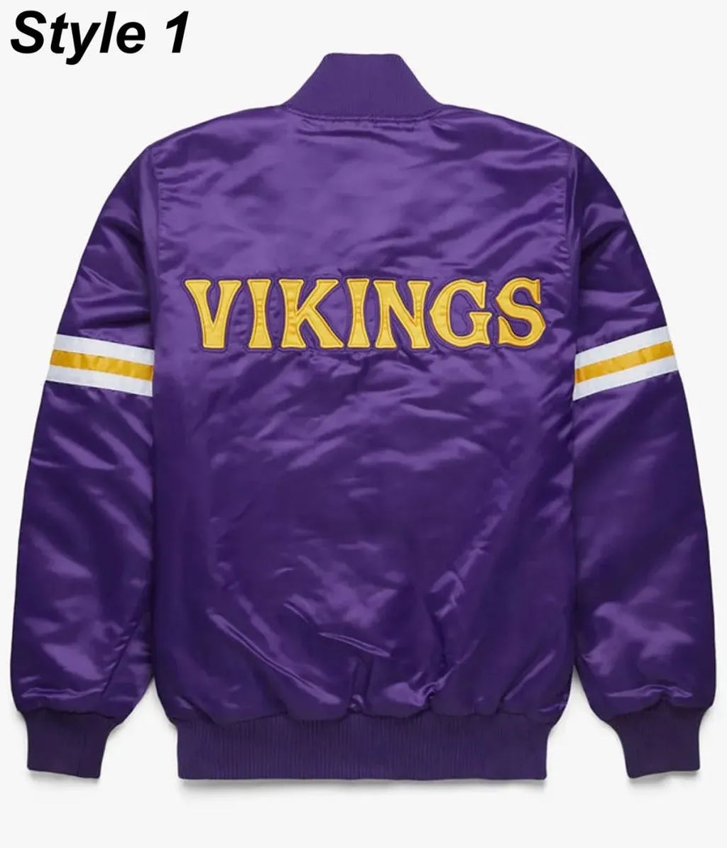 Bomber Minnesota Vikings Purple Satin Jacket