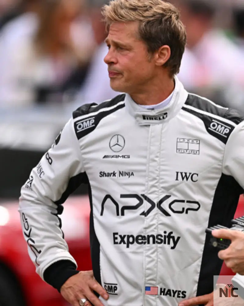 Brad Pitt F1 White And Black Racer Jacket Clanton Jacket