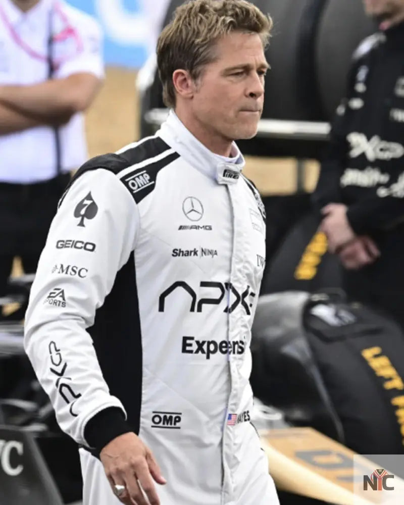 Brad Pitt F1 White And Black Racer Jacket Clanton Jacket