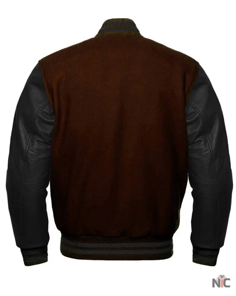 Brown And Black Varsity Jacket Clanton Jacket