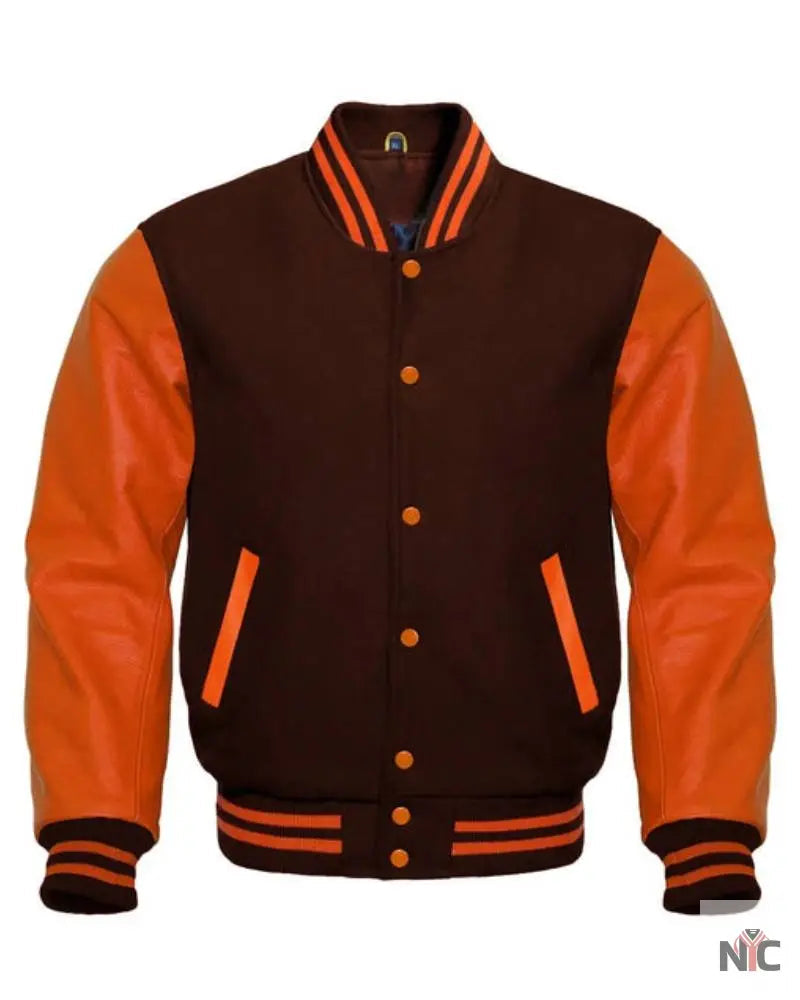 Brown And Orange Varsity Jacket Clanton Jacket