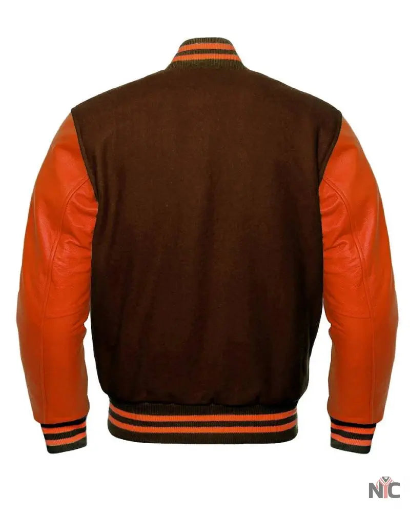 Brown And Orange Varsity Jacket Clanton Jacket