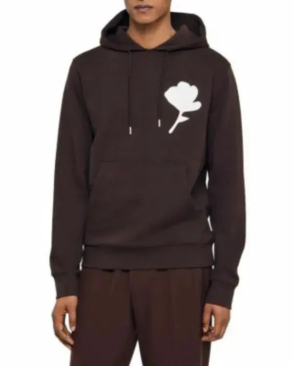 Brown Layered Flower Graphics Hoodie