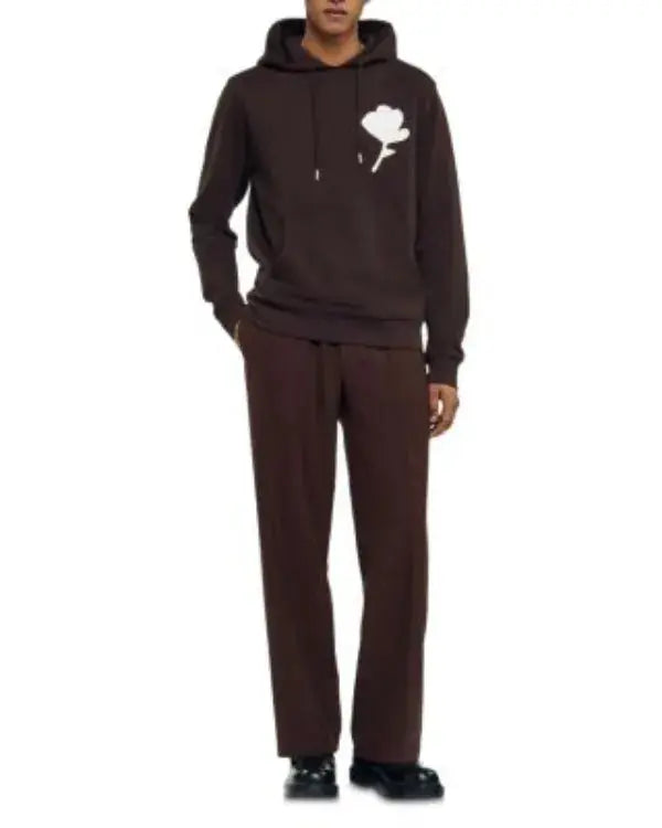 Brown Layered Flower Graphics Hoodie