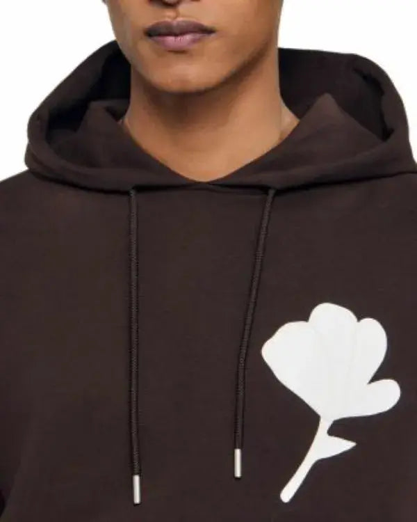 Brown Layered Flower Graphics Hoodie
