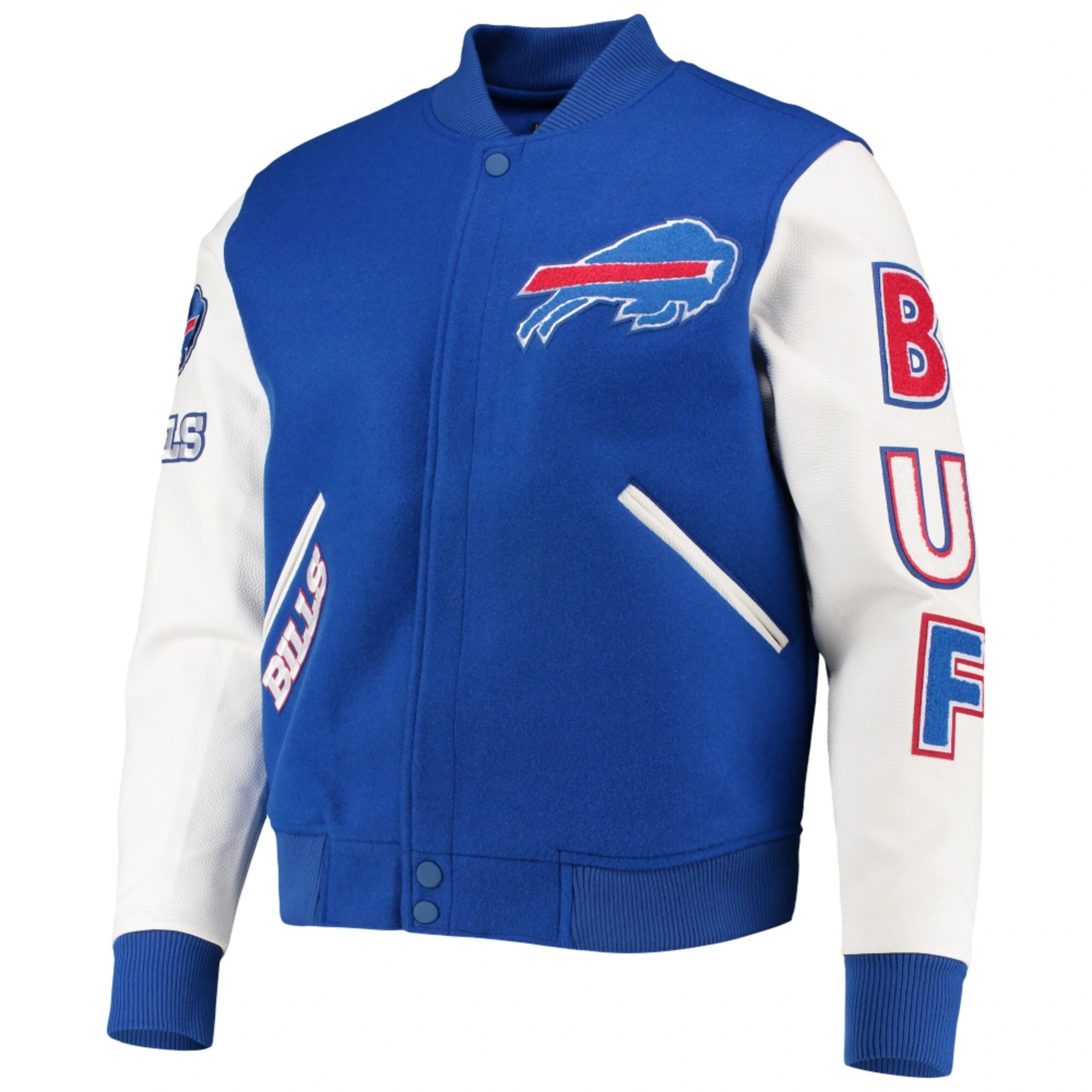 Buffalo Bills Logo Wool & Leather Varsity Jacket