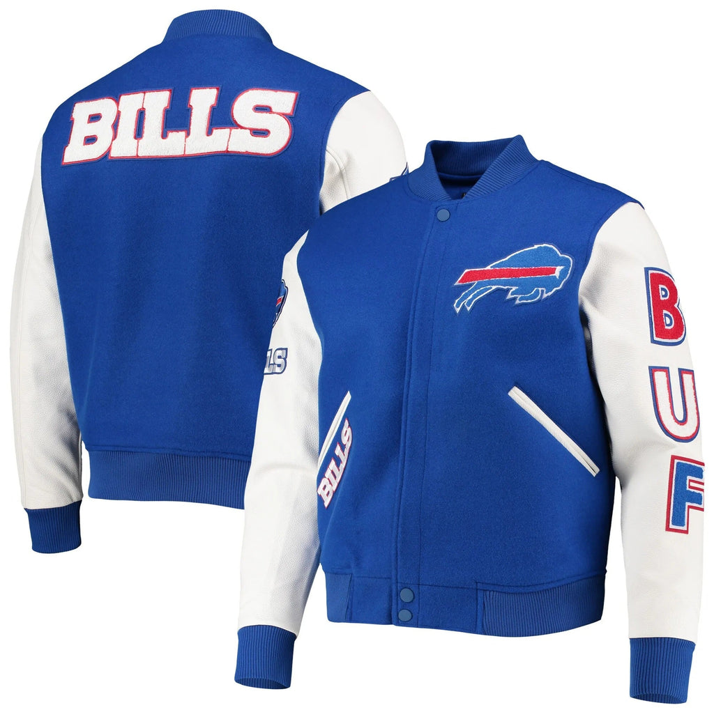 Buffalo Bills Logo Wool & Leather Varsity Jacket