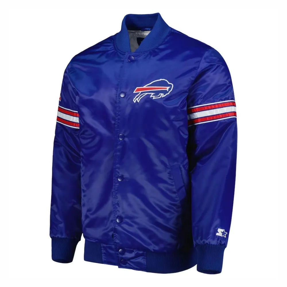 Buffalo Bills The Pick and Roll Blue Satin Varsity Jacket