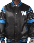 CFL Winnipeg Blue Bombers Multicolor Leather Jacket Clanton Jacket