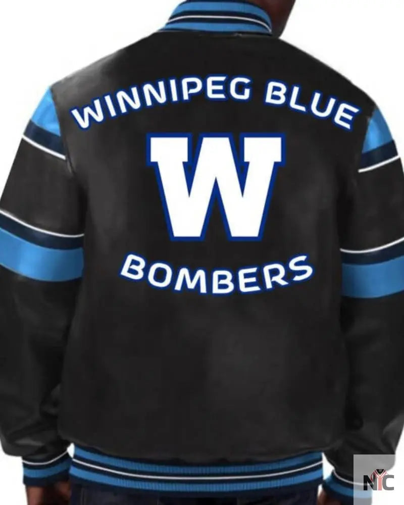 CFL Winnipeg Blue Bombers Multicolor Leather Jacket Clanton Jacket